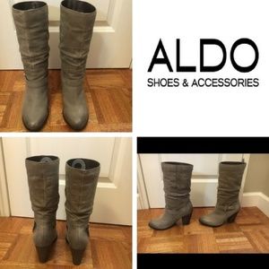 Aldo Suede Beige Heeled Boots